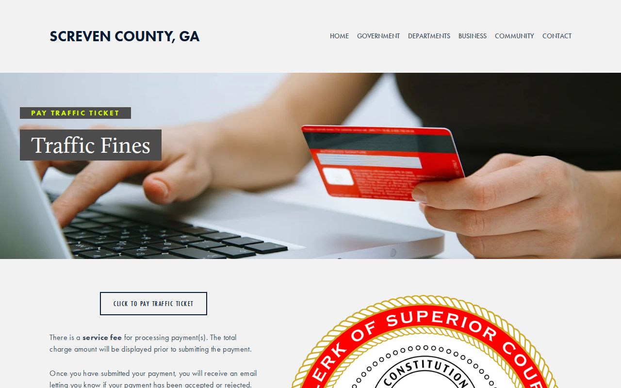 Screven County traffic tickets State Court payment entry